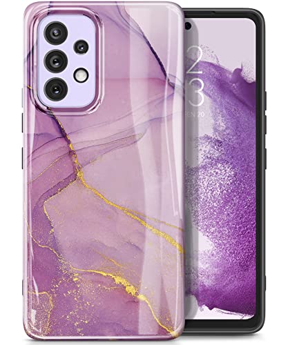 GVIEWIN Case Compatible with Samsung Galaxy A53 5G 6.5-Inch, Mable Slim Soft Flexible TPU Shockproof Glossy Cover Protective Women Girls Stylish Phone Cases 2022 (Romantic Purple)