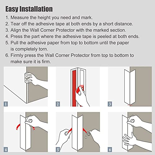 Apoctsddo Clear Wall Corner Protector, 2 PCS Self-Adhesive Corner Protectors for Walls, 1.57" W x 35.4" L, Wall Corner Guard for Baby，Furniture，Door，Tables，Cover Sharp Furniture，Easy to Install