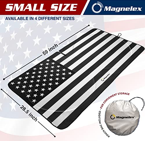 American Flag Windshield Sun Shade, High-Resolution Car Sun Shield with Mirror Cut-Out for Automotive Interior Sun and Heat Protection, Folding Car Sunshade with Storage Bag - Small, Black & White