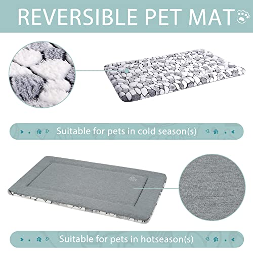 VANKEAN Dog Crate Pad Bed Mat Reversible (Warm& Cool), Soft Pet Sleeping Mat Dog Bed for Crate Suitable for Small to XX-Large Dogs and Cats, Machine Washable Crate Beds, Grey Stone Pattern