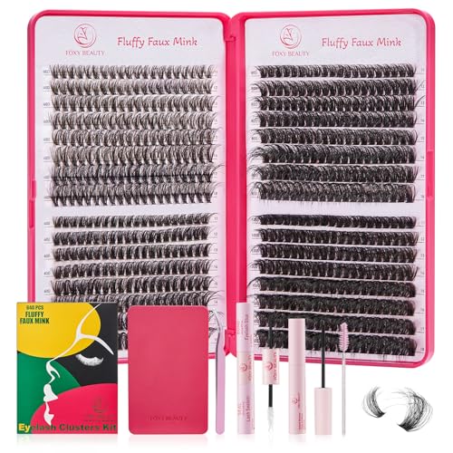 Lash Clusters Kit 432Pcs,8 10 12 14 16 18 MIX Wispy Lashes Cluster Lash Extension Kit With Lash Bond and Seal,Eyelash Remover, Applicator, Eyelash Books DIY at Home