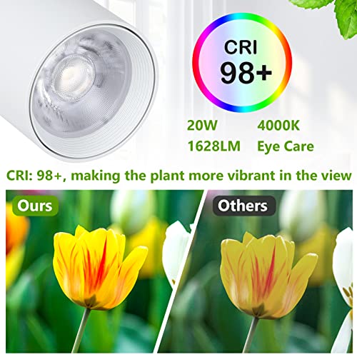 HMVPL Grow Lights Stand for Indoor Plants Full Spectrum Tall Plant Light for Indoor Growing with 20W COB Plant Light Bulb,4/8/12H Timer, Led Growth Floor Lamp for Large Plant Seedling(6 Level Height)