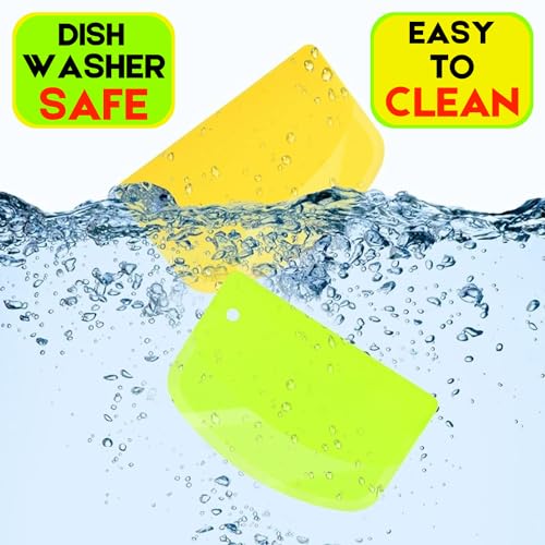 Hard Bench Scraper Dough Scraper - SURDOCA 5.31x3.64'' Plastic Pastry Cutter Dough Cutter Bread Cutter bread making tools, Cake Scraper Bowl Scraper Pastry Scraper Baking Supplies, Blue+Green+Yellow