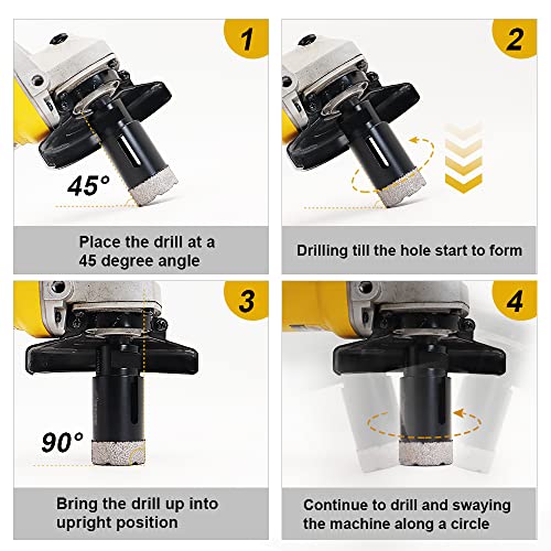 SHDIATOOL Diamond Drill Core Bits Set for Porcelain Hole Saw Cutter for Tile Marble Ceramic Granite Bricks Used for Angle Grinder Hand Drill Kit 5/8 inch-11 13pieces