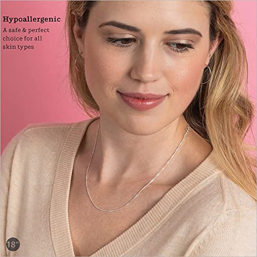 KEZEF Rose Gold Plated Silver Box Chain Necklace, 1mm Thin Solid 925 Rose Gold Necklace for Women and Men, Nickel Free, Hypoallergenic & Anti Tarnish, 40 Inch