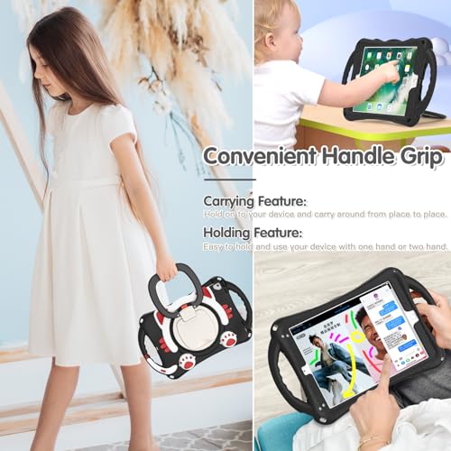 BRAECN Silicone Case for 9.7 Inch iPad 6th/5th Generation, Full-Body Protective Case with 360° Rotating&180 ° Folding Hand Grip,Pencil Holder, Kickstand, Shoulder Strap for iPad 6th/5th Gen-Mint Green
