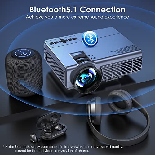 YOWHICK Projector with 5G WiFi Bluetooth, Native 1080P Outdoor Movie Projector 4K Support, 10000L Movie Video Projector, for HDMI, VGA, USB, Laptop, iOS & Android Phone