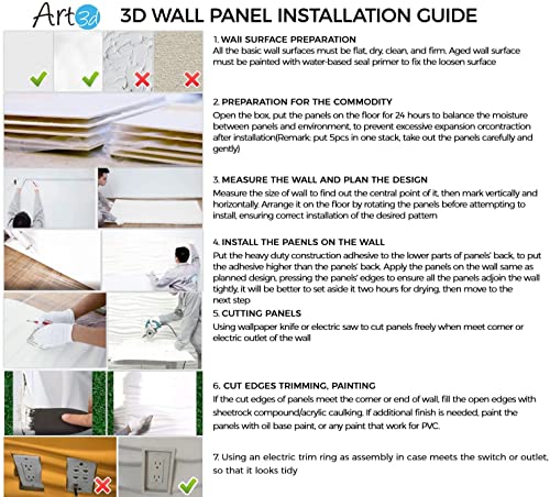 Art3d Matt Black 3D Wall Panel PVC Flower Design Cover 3 Sq Meter, for Interior Wall Décor in Living Room,Bedroom,Lobby,Office,Shopping Mall