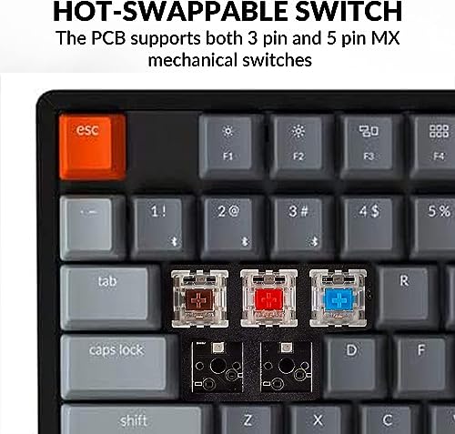 Keychron K10 Full Size Layout 104-Key Wireless Mechanical Keyboard, Hot-Swappable RGB Backlight with Gateron G Pro Brown Switch Aluminum Bluetooth/Wired Gaming Keyboard for Mac Windows