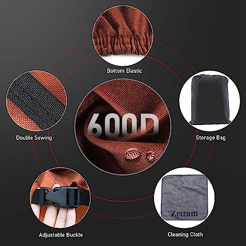 Zettum Riding Lawn Mower Cover - Lawn Tractor Cover Heavy Duty& Waterproof, 600D Outdoor Mower Cover Universal fit with Storage Bag for John Deere, EGO, Toro, Craftsman, Husqvarna, Honda and More