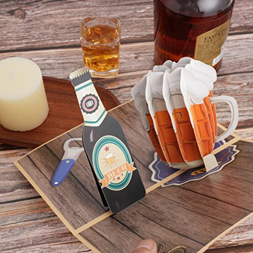 ALMHH Funny Fathers Day Card(Beer), Happy Fathers Day Card, Pop Up Fathers Day Cards from Wife Son Daughter Kids, 5.9 X 7.87”, 3D Father’s Day Card for Husband Or Grandpa, Happy Birthday Dad Card