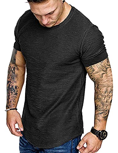 COOFANDY Men Muscle Workout T Shirt Gym Bodybuilding Active Short Sleeve Tee Top White