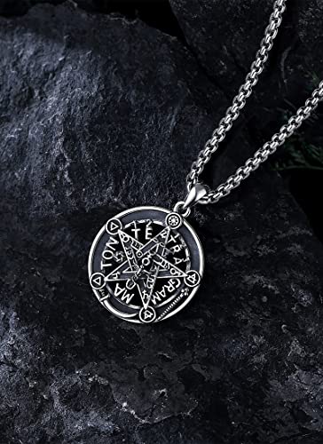 CELESTIA Tetragrammaton Necklace Amuleto de Proteccion 18K Gold Sterling Silver Pentagram Necklace for Mens Pentacle Jewelry Witchy Gifts for Men Women Pagan Talisman