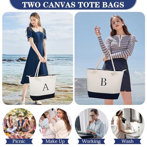 YOOLIFE Personalized Initial Beach Tote Bag, Waterproof Bag Beach Essentials Large Travel Bag for Women Teacher Appreciation Gifts Mom Gifts Unique Girlfriend Wife Grandma Gifts for Women Her Letter R