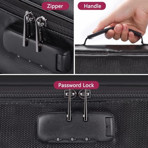 ruboka Fireproof Document Bag,Fireproof 3-Layer Document Bag with Lock,Document Safe Portable Travel Home Organizer Bag for Laptop,Files,Certificates,Gifts for Him,Black