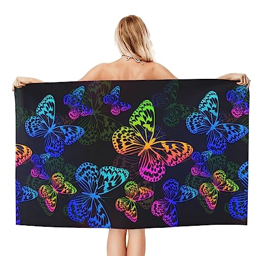 VOOHDDY Butterfly Flying Beach Towel Large Soft Absorbent Microfiber Quick Dry Oversized Bath Towels for Bathroom Women Men Pool Camping Travel Swimming Picnic Sports