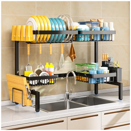 ARSTPEOE Over The Sink Dish Drying Rack, fits All Sinks (24.8"-35.4"), Adjustable Dish Drying Rack, Dish Drying Rack Above Kitchen Sink, Dish Drying Rack Over The Sink