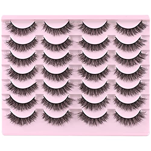 FARRED Cat Eye Lashes Natural False Eyelashes 14 Pairs Wispy Lashes Pack Short Strip Lash Fake Eyelash Mink Lashes Small Full pestañas Set (F21 | 8-14mm)