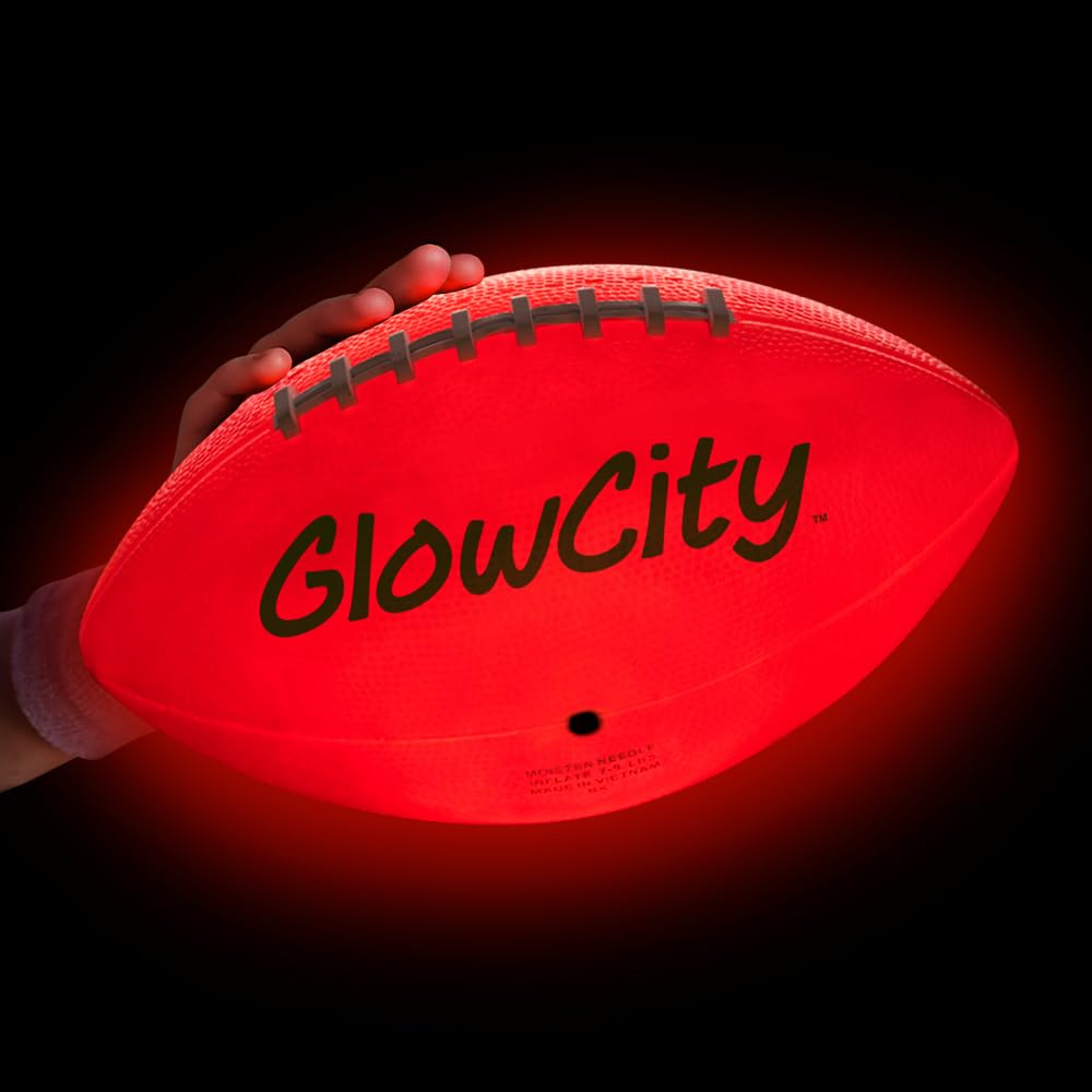 GlowCity Glow in The Dark Football - Light Up LED Ball - Perfect for Evening Play, Camping, and Beach Fun!