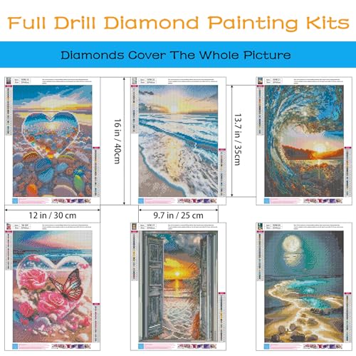 KINPLUB 5D Diamond Painting Kits for Adults, Moon Waterfall Diamond Art Kits for Beginners, DIY Full Round Drill Moonlight Landscape Paint with Diamond Dots, Home Wall Decor 12 x 16 Inch