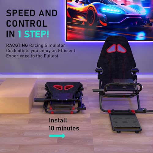 RACGTING Racing Simulator Cockpit for G920 G29 G923, Foldable Racing Simulator for Thrustmaster T248X T248 T300 T150 458 TX Xbox PS5 PS4 PC (Black)