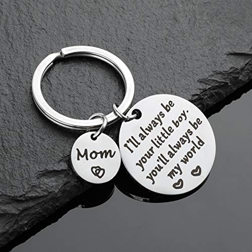 Mother’s Day Gifts from Son for Birthday, Double Side I'll Always Be Your Little Boy, You Will Always Be My World - Best Mom Ever Keychain for Valentine’s Day Christmas Gift