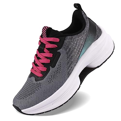 QUINMOK Womens Road Running Sneaker Non-Slip Jogging Fitness Athletic Tennis Trail Lightweight Workout Soft Breathable Deodorant Exercise Rubber Training Shoes