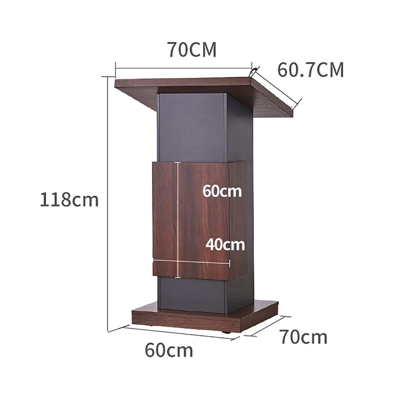 Npeeson Portable Wooden Podium Stand with Locking Wheels and Adjustable Microphone Stand, Office Conference Room Host Mobile Podium Table, Podium Desk for Teacher Auditorium Classroom