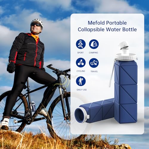Collapsible Water Bottles,Leakproof Lid Reusable BPA-Free Silicone Foldable Travel Water Bottle,Portable Bottle 610ml for Travel,Cycling,Gym,Hiking,Biking,Camping,Sports -Lightweight,Wide Mouth