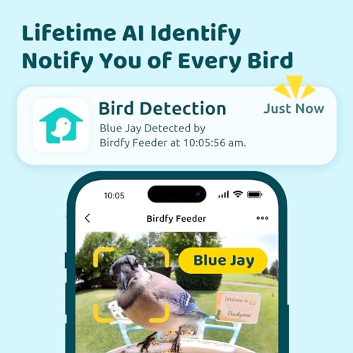 NETVUE Birdfy AI Smart Bird Feeder with Camera, AI Auto Capture Each Bird Come & Identify 6000+ Bird Species, Cloud Store Bird Videos & Birdwatching On Live, Ideal Gift for Bird Lover (Blue)
