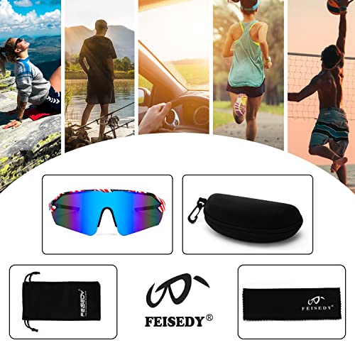 FEISEDY Sports Sunglasses for Men and Women, UV400 Protection Outdoor Cycling Driving Fishing Glasses B2987