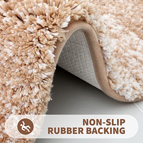 OLANLY Bathroom Rug Mat 59x24, Extra Soft and Absorbent Microfiber Bath Rugs, Non-Slip Plush Shaggy Bath Carpet Runner, Machine Wash Dry, Bath Mats for Bathroom Floor, Tub and Shower, Beige