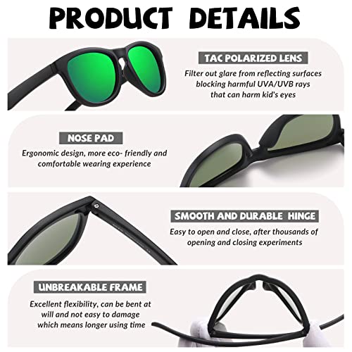 DUCO Toddler Sunglasses for Boys Girls Age 3-5 Polarized Kids Sun Glasses with Strap and UV400 Lens DK031