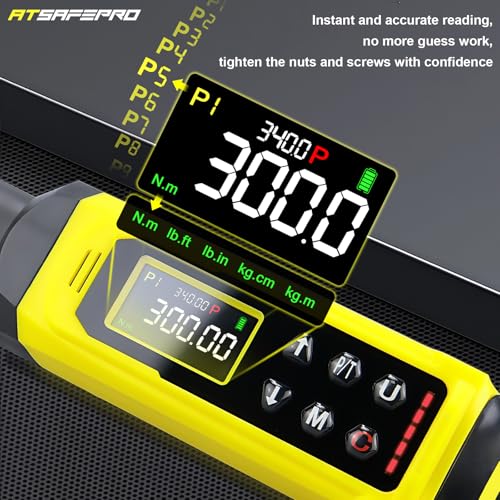ATsafepro Digital Torque Wrench-1/2-Inch Drive & 5.1-340Nm (3.8-250.8 ft-lb), Heavy Duty Torque Wrench with Buzzer, 5 Units, ±2% Accuracy for Trucks & Machinery