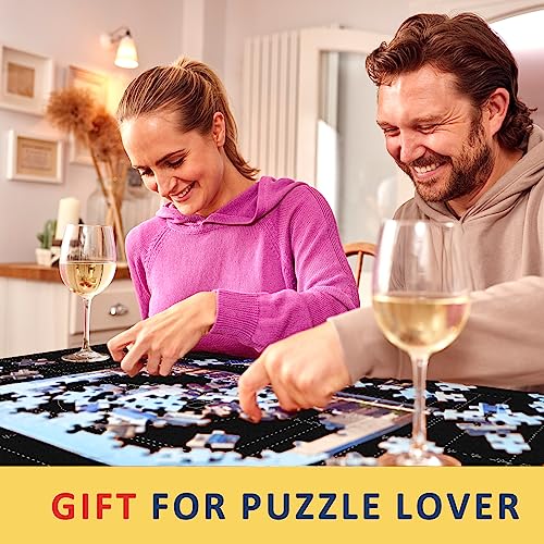 Puzzle Mat Roll Up Puzzles Board for Jigsaw Up to 2000, 1500, 1000, 500 Pieces Large Portable Table Saver Mats Puzzle Keeper Cover with Sorter Trays Storage Bag Kit Holder Organizer Pad for Adults Kid