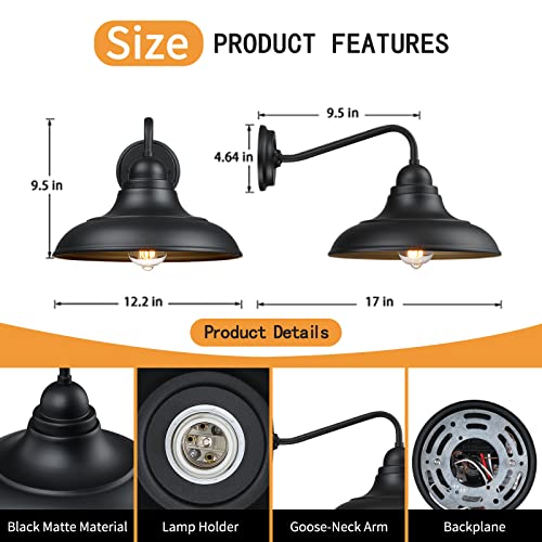 FLQMYQ 1 Pack Outdoor Wall Lights Wall Mount for House Farmhouse Outdoor Wall Sconce Black Outside Wall Lantern Classic Barn Lights Outdoor & Indoor, 12"