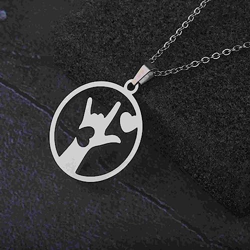 WFSJRED ASL Necklace I Love You Hand Sign Language Charm Pendant Necklace Hand Gestures Jewelry Gift for Deaf (ASL Necklace s)