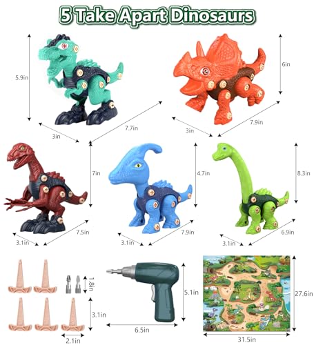 Jasonwell Kids Building Dinosaur Toys - Boys STEM Take Apart Construction Set Educational Dino Kit Play Set Easter Party Favors Christmas Birthday Gifts for Toddler Girls Age 3 4 5 6 7 8 + Year Old