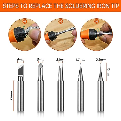 90W 110V LCD Soldering Iron, Soldering Iron Kit, 10-in-1 Soldering gun Tool, 5 Soldering Iron Tips, Solder Wire, Solder Paste, Adjustable Temperature Range 180-480°C