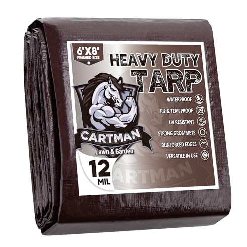 CARTMAN Finished Size 14x20 Feet Extra Thick 16 Mil Ultra Heavy Duty Poly Tarp, Multipurpose Protective Cover, UV Resistant, Waterproof Poly Tarpaulin with Reinforced Edges