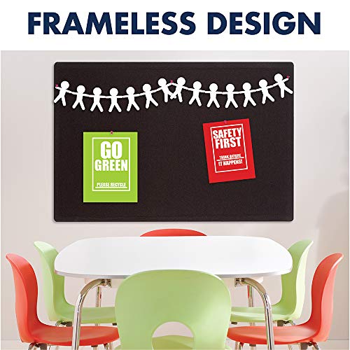 Quartet Bulletin Board, Fabric, 3' x 2', Frameless, High-Density Fiberboard, Oval Office, Black (7683BK)