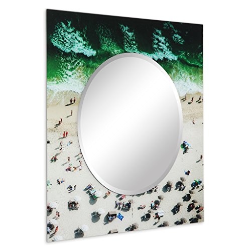 Empire Art Direct Fashion Rectangular Beveled Mirror on Free Floating Reverse Printed Tempered Art Glass Ready to Hang, 36" x 36"