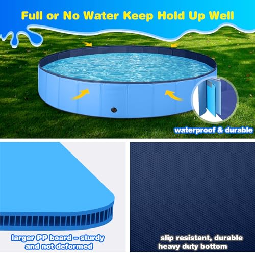 Jecoo Dog Pool for Large Dogs Kiddie Pool Hard Plastic Professional Dog Bathing Tub Kids Swimming Pool for Pets and Dogs