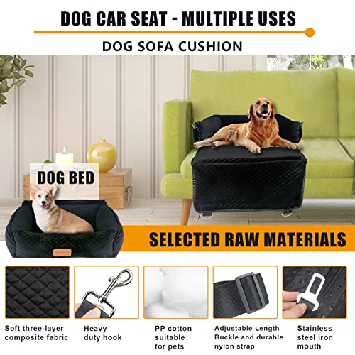 Pet Booster Seat for Medium Small Dogs - Multi-Function Dog Bed & Travel Bed, Comfortable & Safe, Removable & Washable, Fits Cars/Trucks/SUV