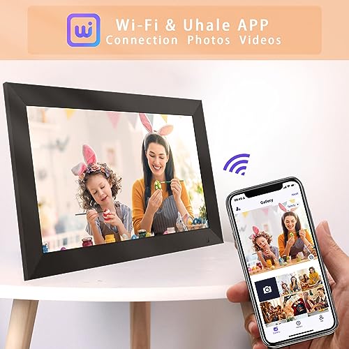 PULLOON Digital Picture Frame,10.1 Inch WiFi Cloud Photo Frame, 1280 * 800 IPS HD Touch Screen, Auto-Rotate, Wall-mountable, 32GB Storage, Share photos and videos remotely Anytime via Uhale app