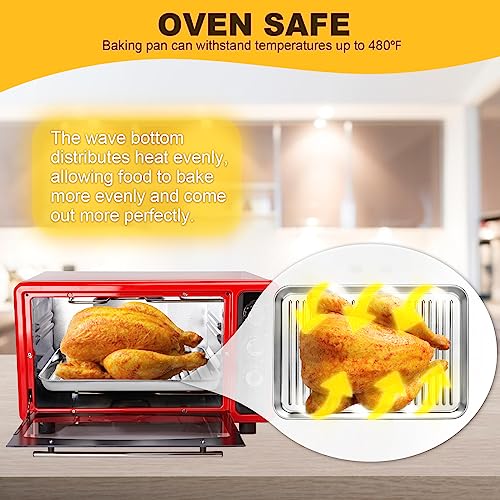 Zacfton Mini Cookie Sheets for Baking, Baking Sheet Stainless Steel Set of 2, Nonstick Baking Pans - 9.3 x 7 x 1 Inches, Dishwasher Safe & Twist Resistant