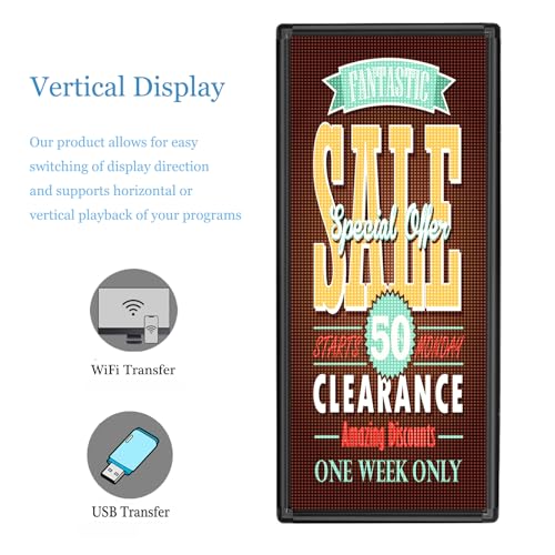 P6 Outdoor LED Sign 40" x 18" Programmable LED Scrolling Message Board with High Resolution Support Texts, Images& Video with Waterproof IP45