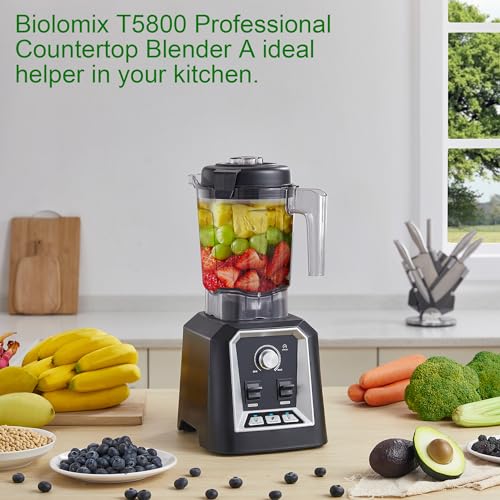 BioloMix Professional Countertop Blender, Blender for Kitchen Max 2200W High Power Home and Commercial Blender with Timer, Smoothie Blender for Crushing Ice, Frozen Fruit, Soup,Fresh Juice(Standard)