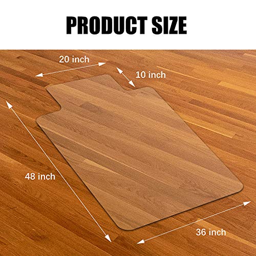 Vicwe Hardwood Floor Office Chair mat, 36 x 48 inches Clear Desk Hard Floor Chair Mat Protector, Office Mats for Rolling Chairs, with Lip