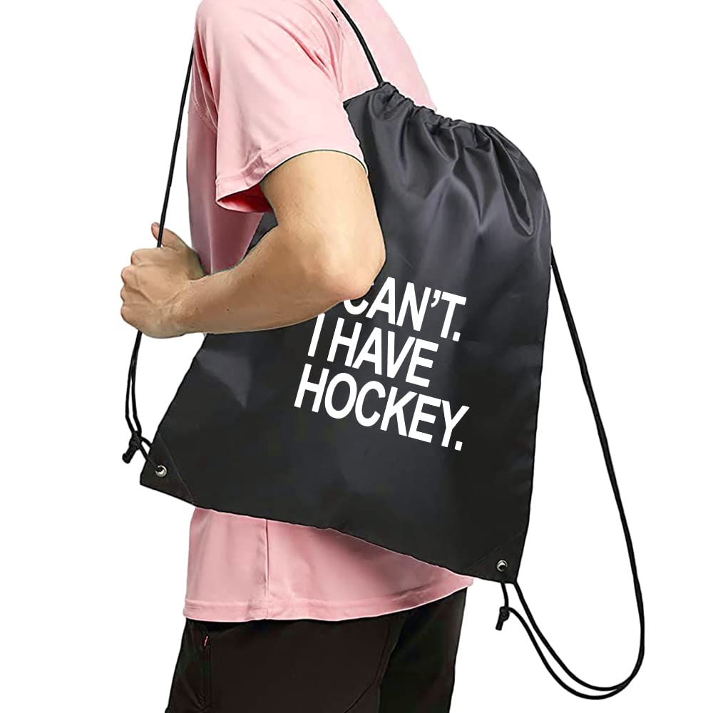 Haizct I Can't I Have Hockey Backpack, Gifts for Hockey Fans, hockey player Gift, Unisex Drawstring Backpack Bag for Gym Shopping Sport Yoga Dance Rehearsa